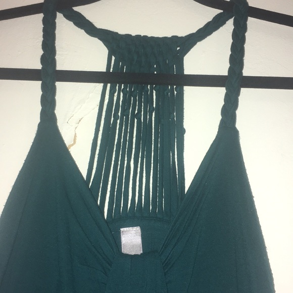 Long dark Turquoise tank top, string detailing (L) - Picture 3 of 11